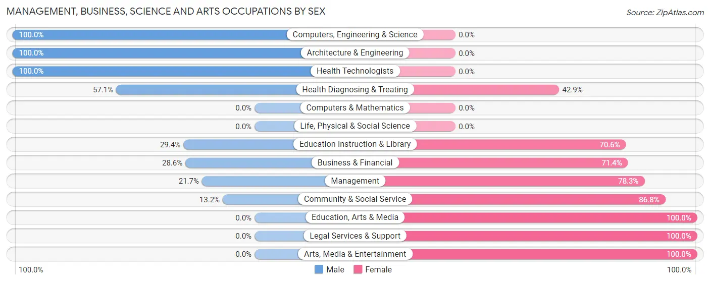 Management, Business, Science and Arts Occupations by Sex in Zip Code 12861