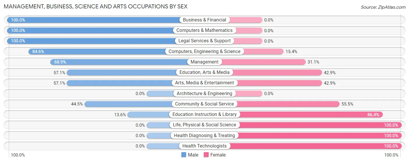 Management, Business, Science and Arts Occupations by Sex in Zip Code 12870