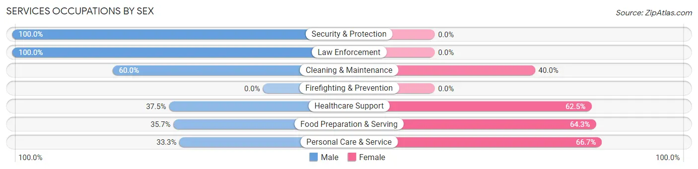 Services Occupations by Sex in Zip Code 12878