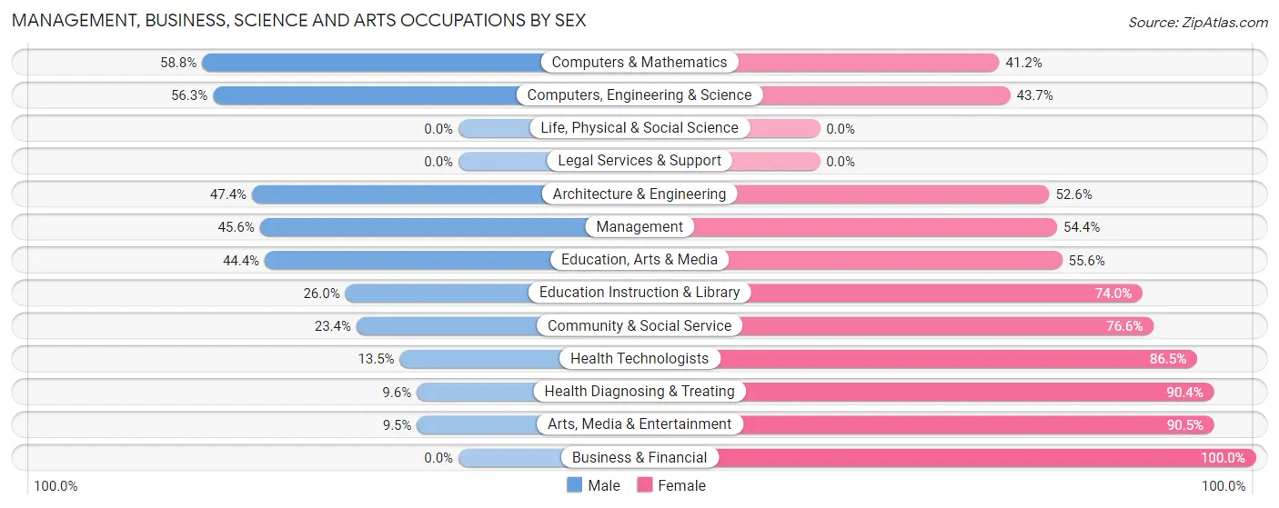 Management, Business, Science and Arts Occupations by Sex in Zip Code 12885