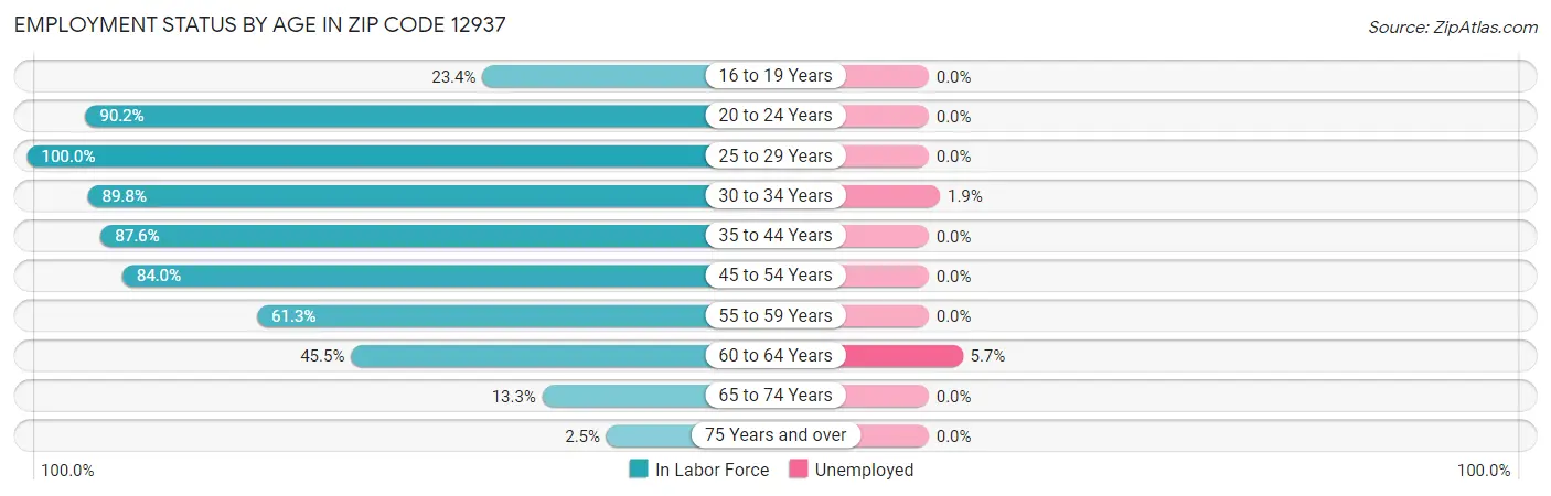 Employment Status by Age in Zip Code 12937
