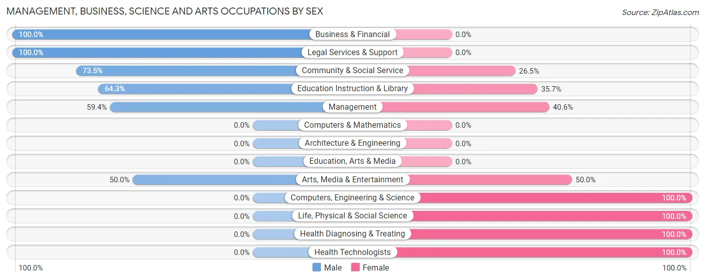 Management, Business, Science and Arts Occupations by Sex in Zip Code 12942