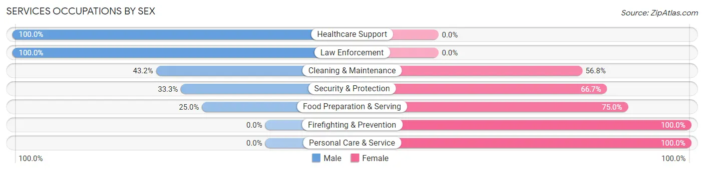 Services Occupations by Sex in Zip Code 12950
