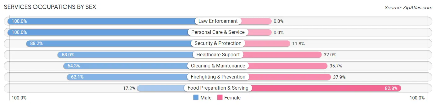 Services Occupations by Sex in Zip Code 12967