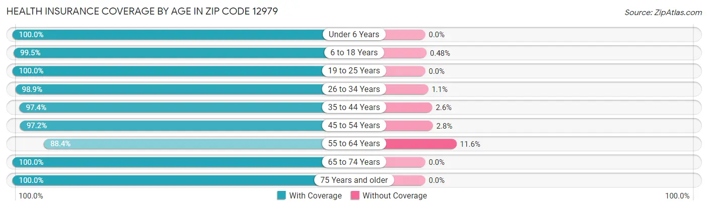 Health Insurance Coverage by Age in Zip Code 12979