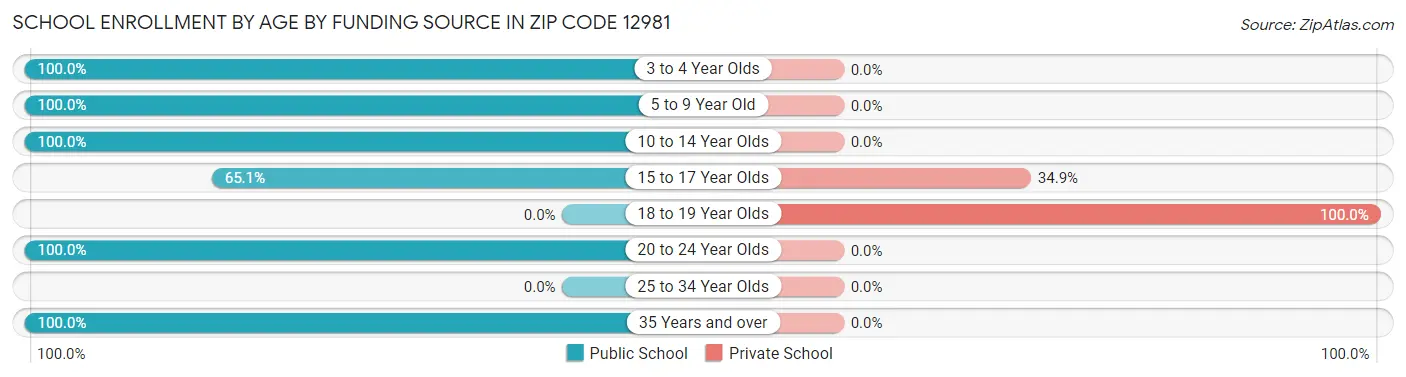 School Enrollment by Age by Funding Source in Zip Code 12981