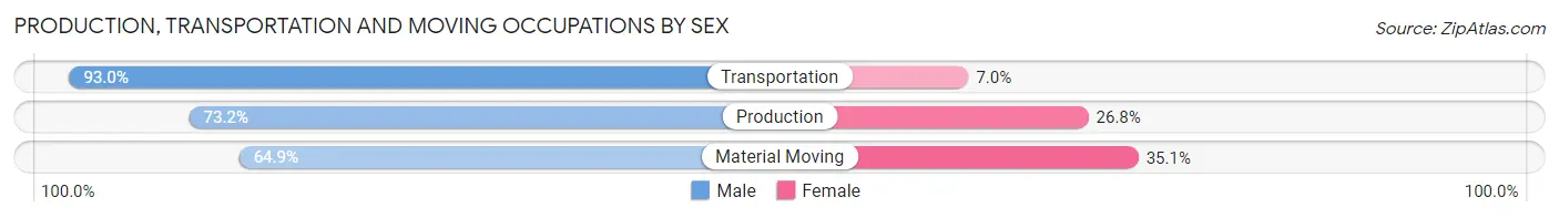 Production, Transportation and Moving Occupations by Sex in Zip Code 13021