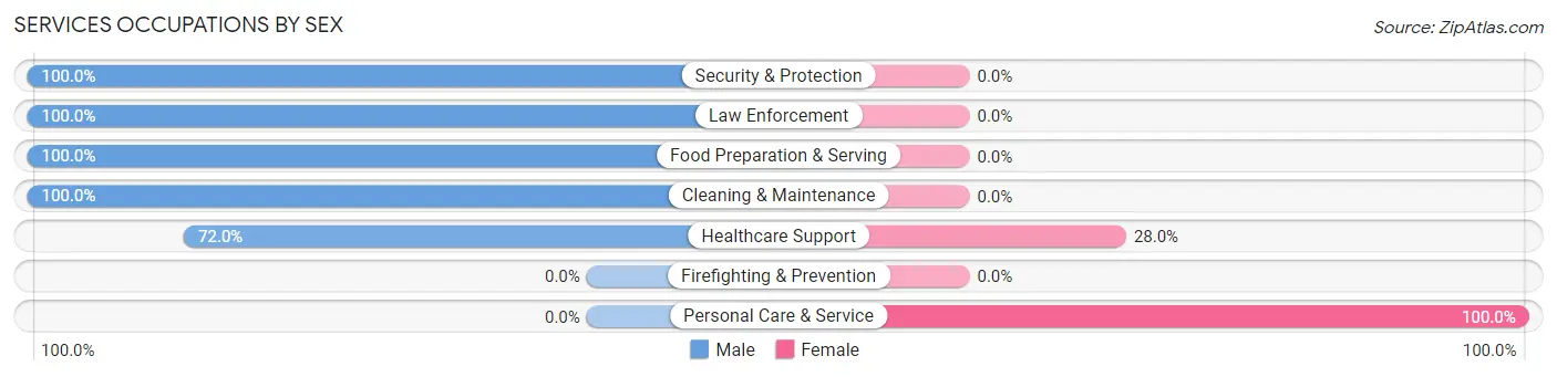 Services Occupations by Sex in Zip Code 13044