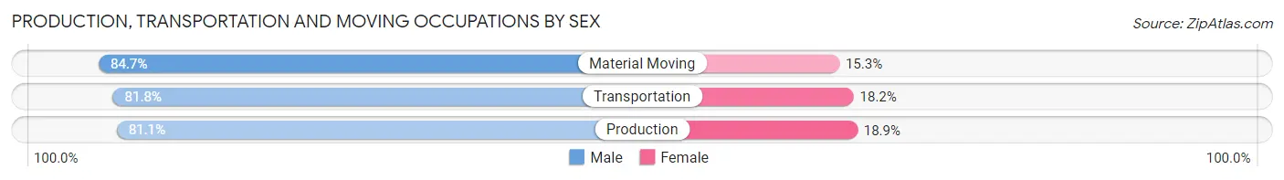 Production, Transportation and Moving Occupations by Sex in Zip Code 13057