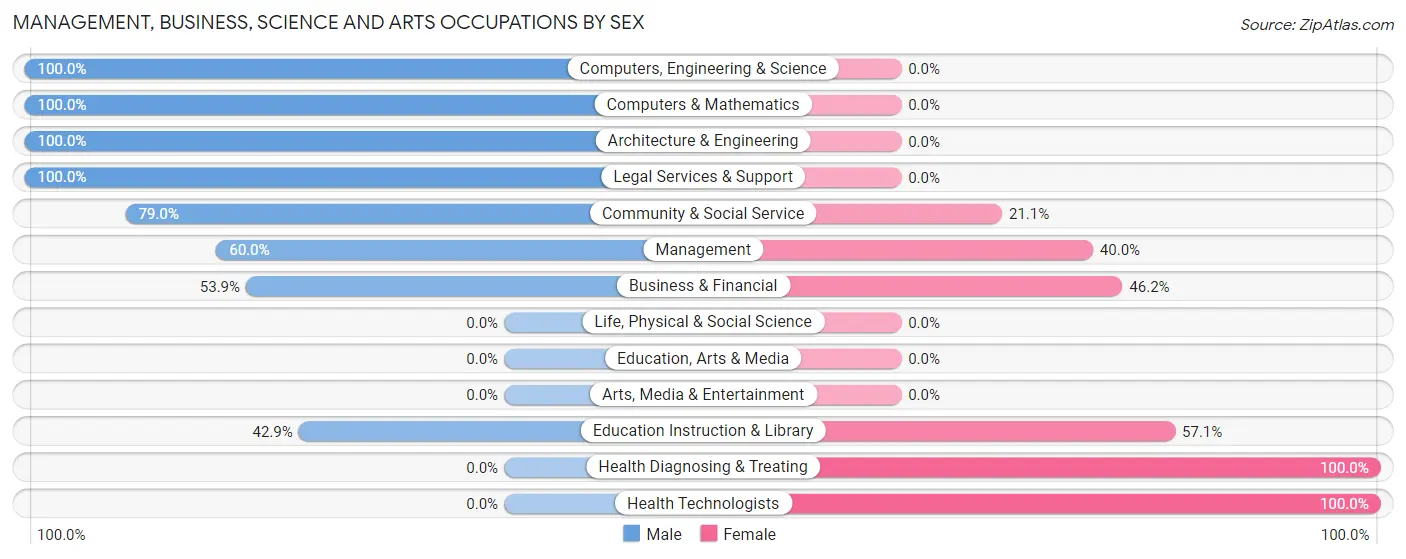 Management, Business, Science and Arts Occupations by Sex in Zip Code 13061