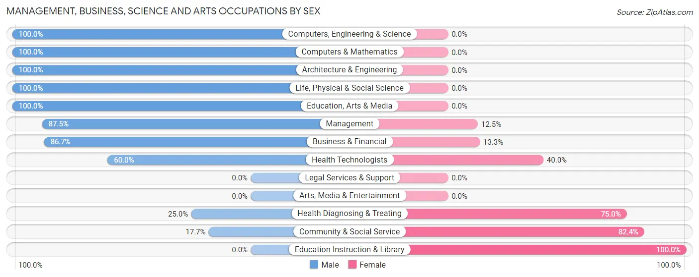 Management, Business, Science and Arts Occupations by Sex in Zip Code 13072