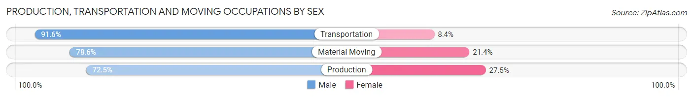 Production, Transportation and Moving Occupations by Sex in Zip Code 13074