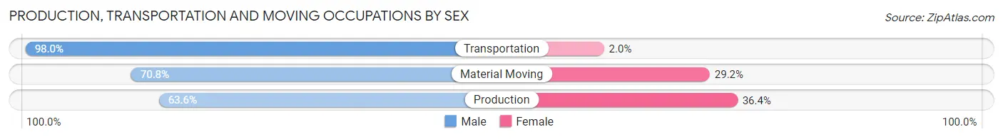 Production, Transportation and Moving Occupations by Sex in Zip Code 13077