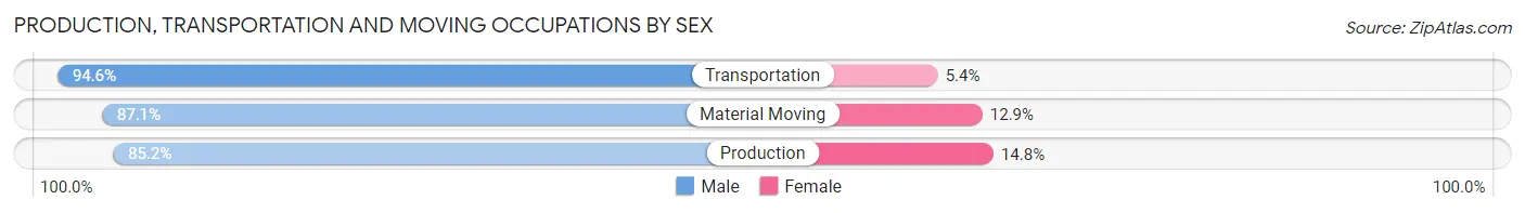 Production, Transportation and Moving Occupations by Sex in Zip Code 13090