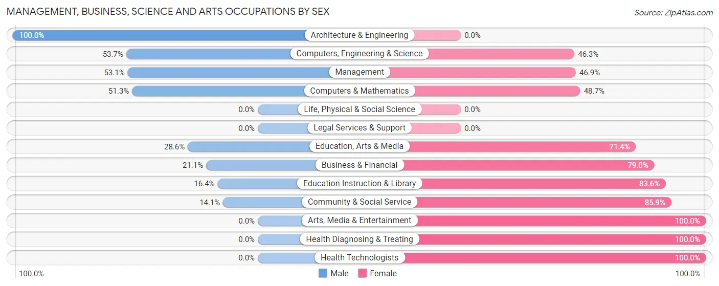 Management, Business, Science and Arts Occupations by Sex in Zip Code 13101