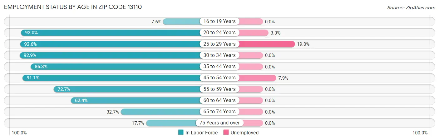 Employment Status by Age in Zip Code 13110