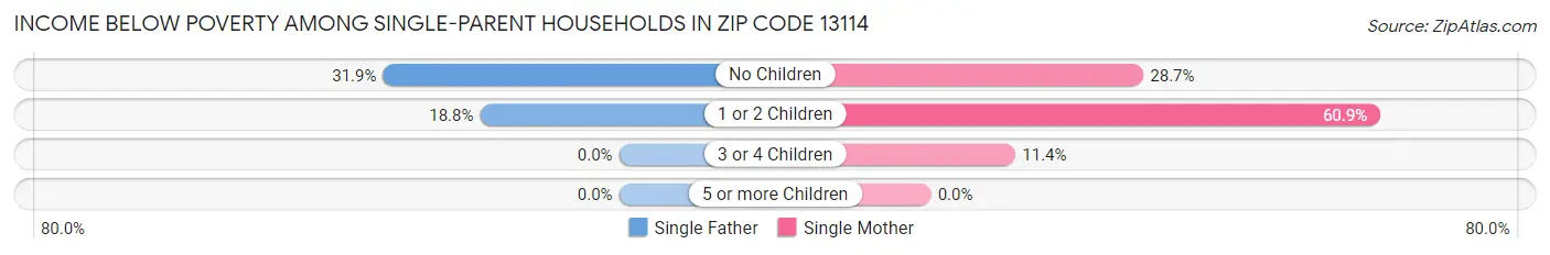 Income Below Poverty Among Single-Parent Households in Zip Code 13114