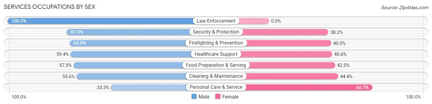 Services Occupations by Sex in Zip Code 13114