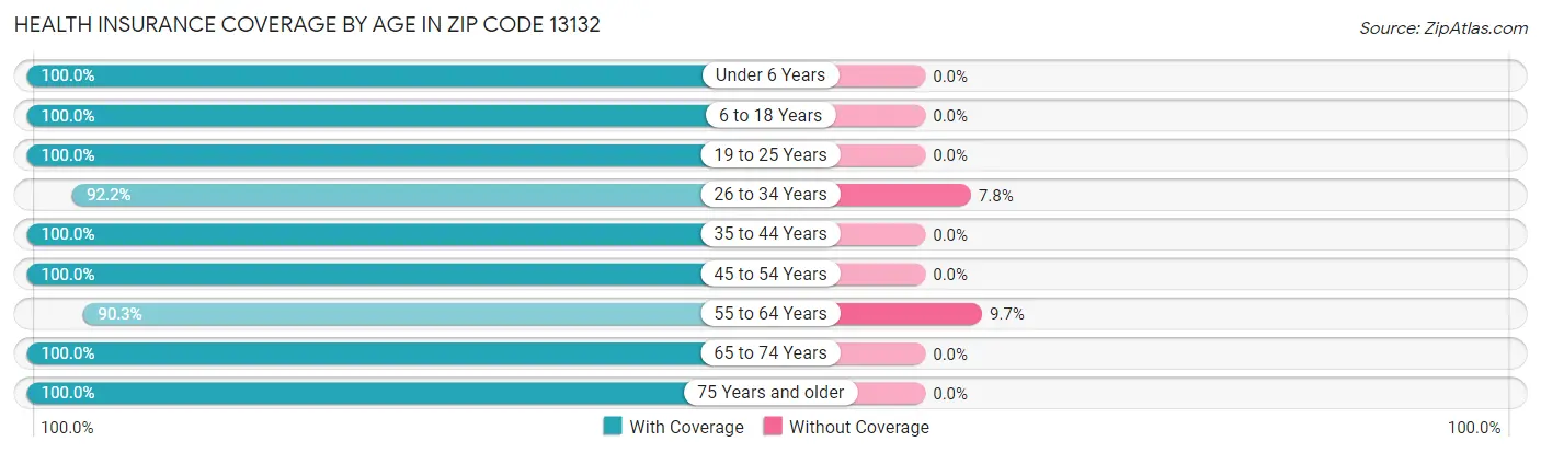 Health Insurance Coverage by Age in Zip Code 13132