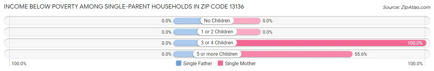 Income Below Poverty Among Single-Parent Households in Zip Code 13136