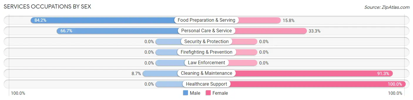 Services Occupations by Sex in Zip Code 13144