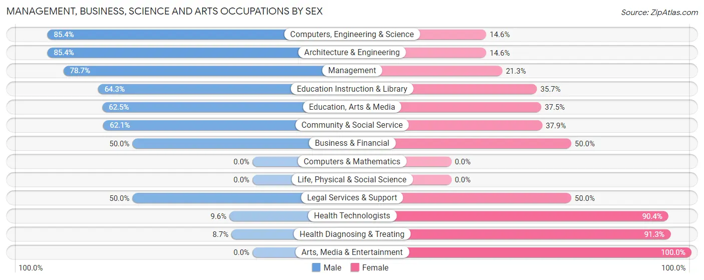 Management, Business, Science and Arts Occupations by Sex in Zip Code 13160
