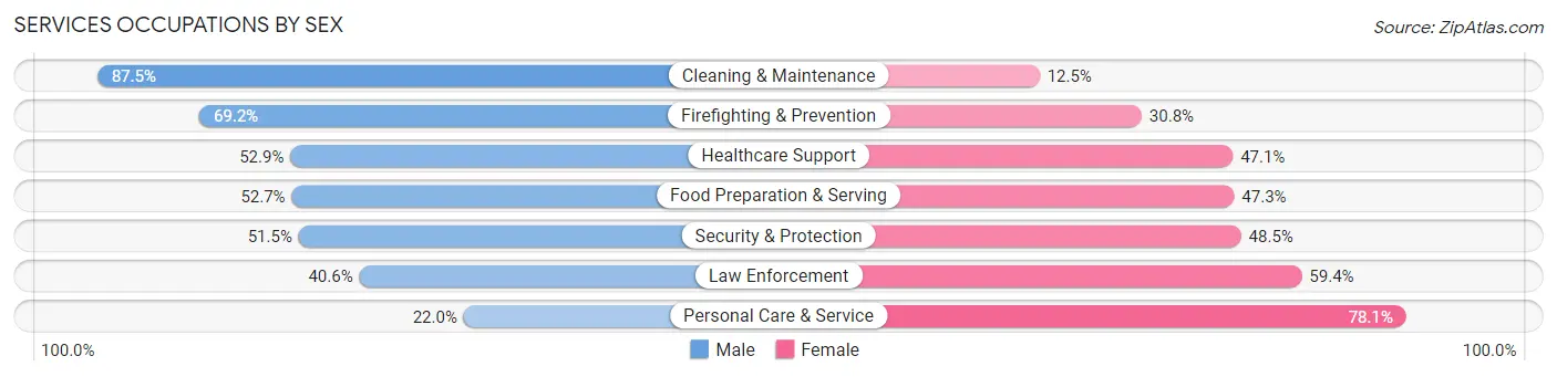 Services Occupations by Sex in Zip Code 13215