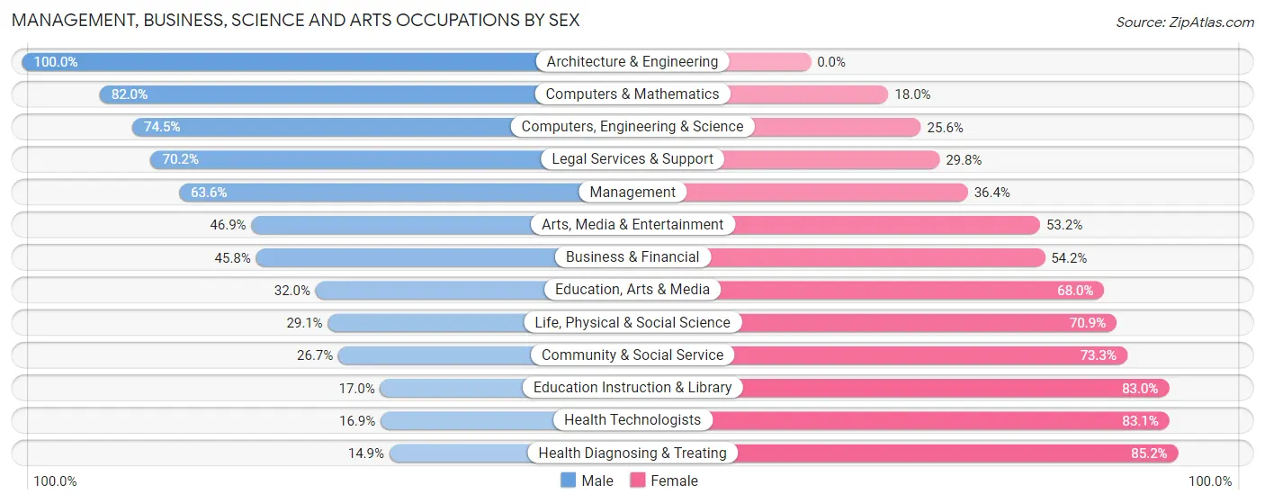 Management, Business, Science and Arts Occupations by Sex in Zip Code 13219