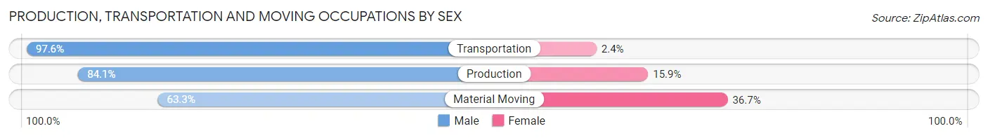 Production, Transportation and Moving Occupations by Sex in Zip Code 13219