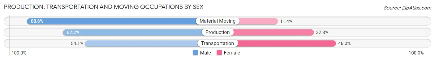 Production, Transportation and Moving Occupations by Sex in Zip Code 13302