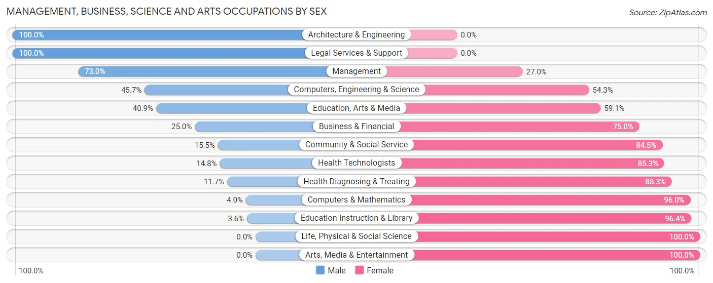 Management, Business, Science and Arts Occupations by Sex in Zip Code 13304