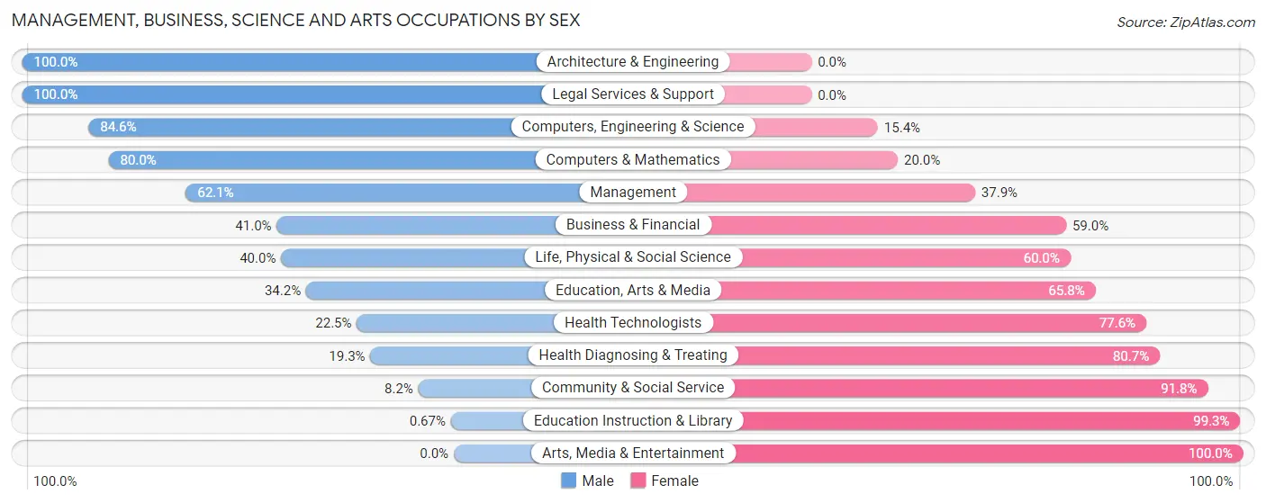Management, Business, Science and Arts Occupations by Sex in Zip Code 13309