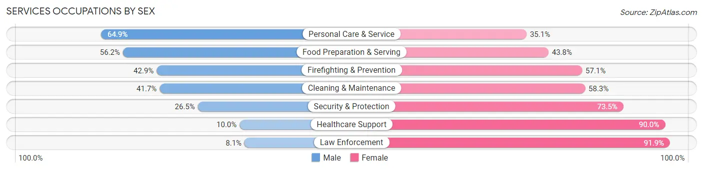 Services Occupations by Sex in Zip Code 13316