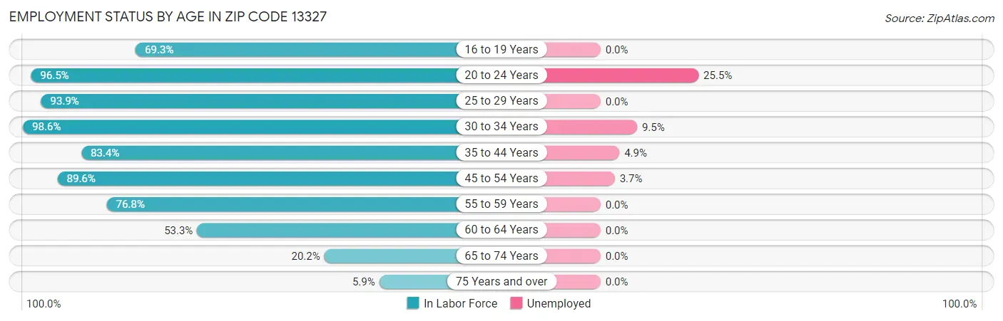 Employment Status by Age in Zip Code 13327