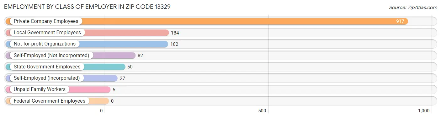 Employment by Class of Employer in Zip Code 13329