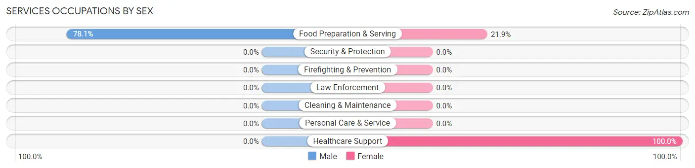 Services Occupations by Sex in Zip Code 13334