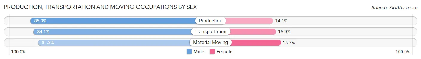 Production, Transportation and Moving Occupations by Sex in Zip Code 13365