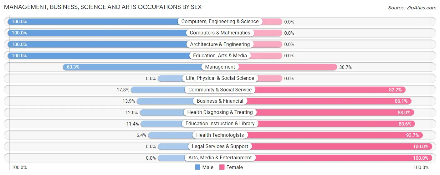 Management, Business, Science and Arts Occupations by Sex in Zip Code 13416