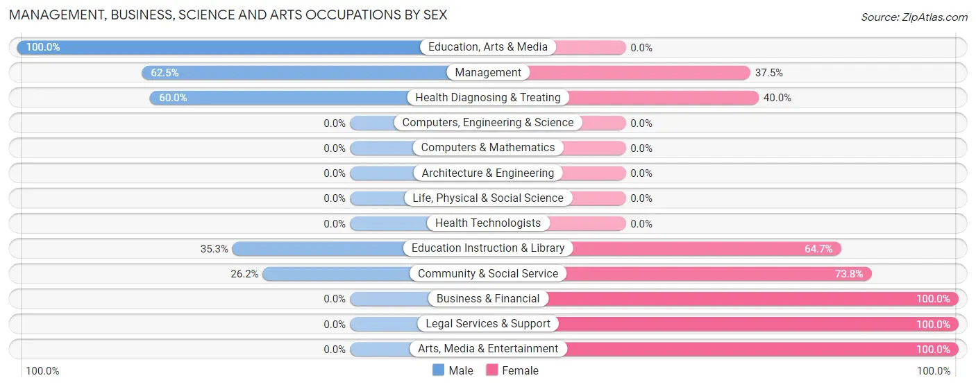 Management, Business, Science and Arts Occupations by Sex in Zip Code 13454