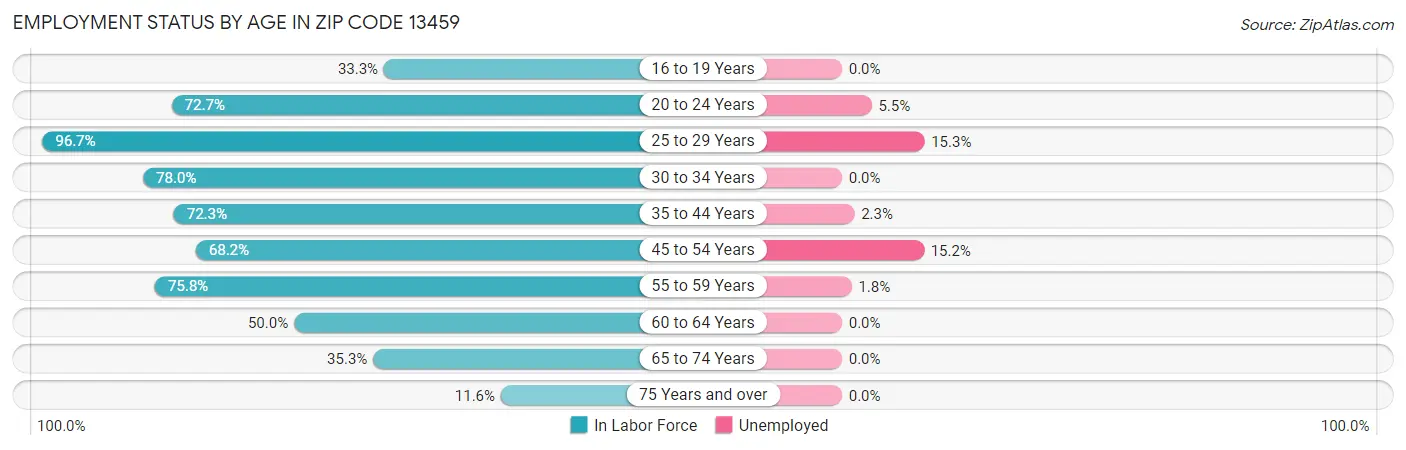 Employment Status by Age in Zip Code 13459