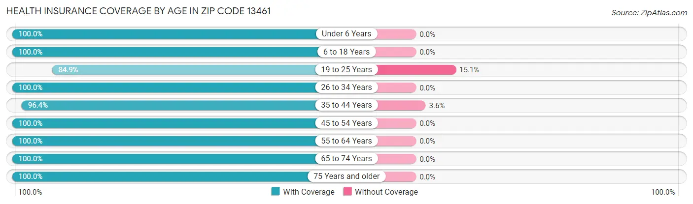 Health Insurance Coverage by Age in Zip Code 13461