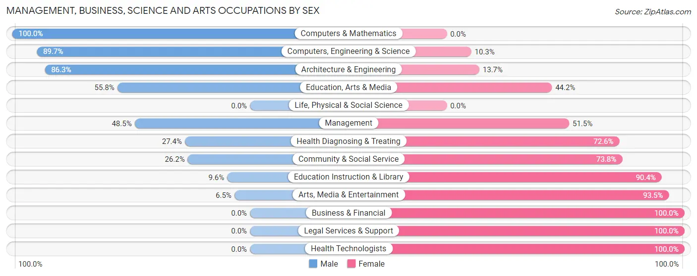 Management, Business, Science and Arts Occupations by Sex in Zip Code 13461