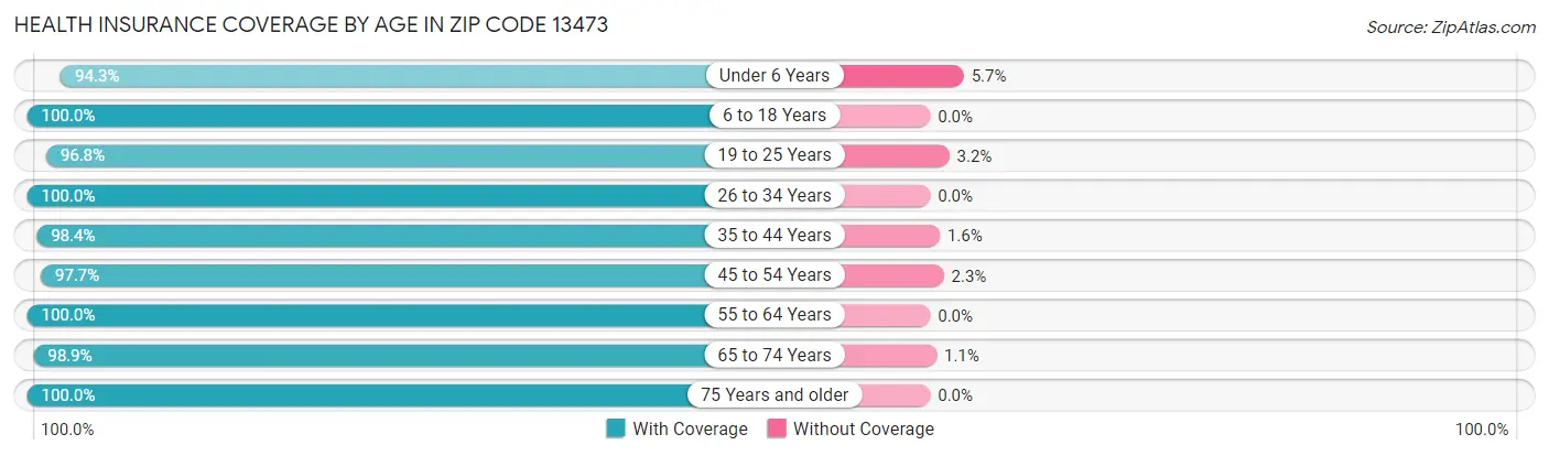 Health Insurance Coverage by Age in Zip Code 13473
