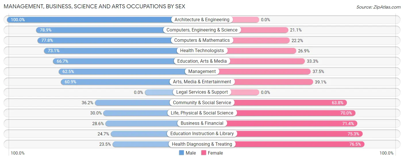 Management, Business, Science and Arts Occupations by Sex in Zip Code 13480