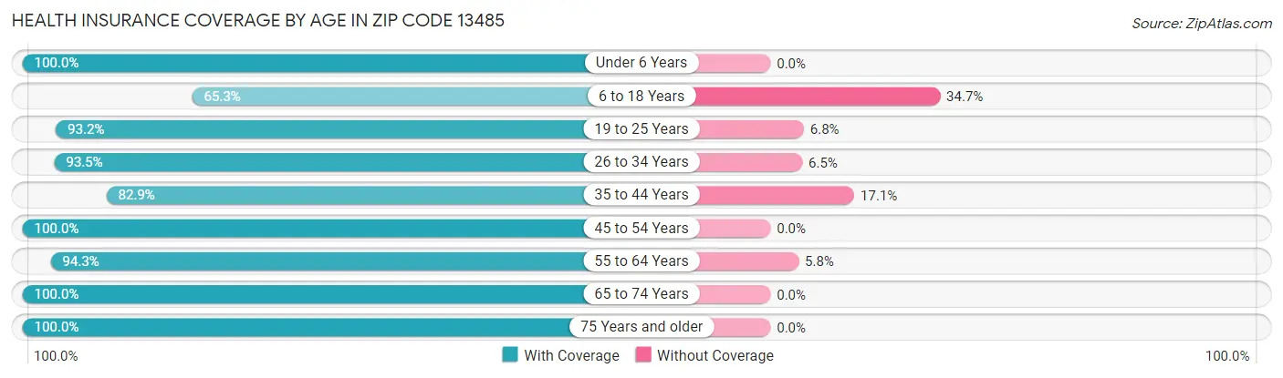 Health Insurance Coverage by Age in Zip Code 13485