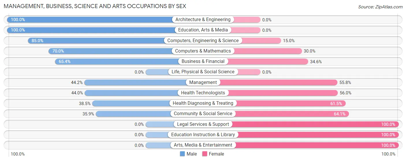 Management, Business, Science and Arts Occupations by Sex in Zip Code 13485
