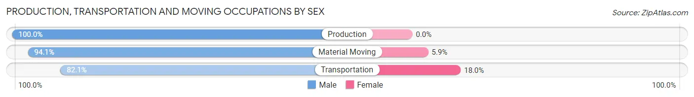 Production, Transportation and Moving Occupations by Sex in Zip Code 13491