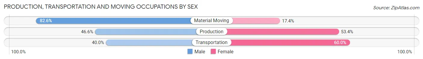 Production, Transportation and Moving Occupations by Sex in Zip Code 13493