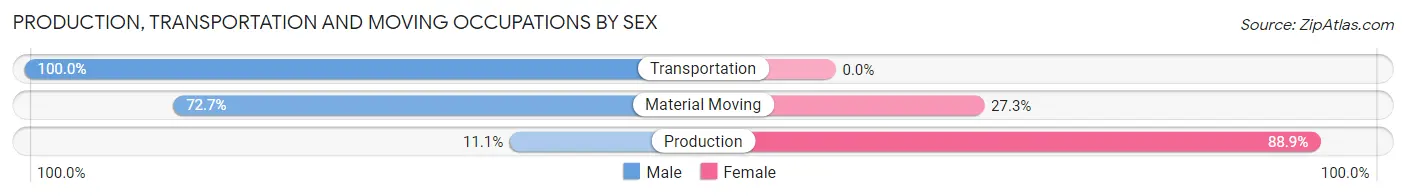 Production, Transportation and Moving Occupations by Sex in Zip Code 13606