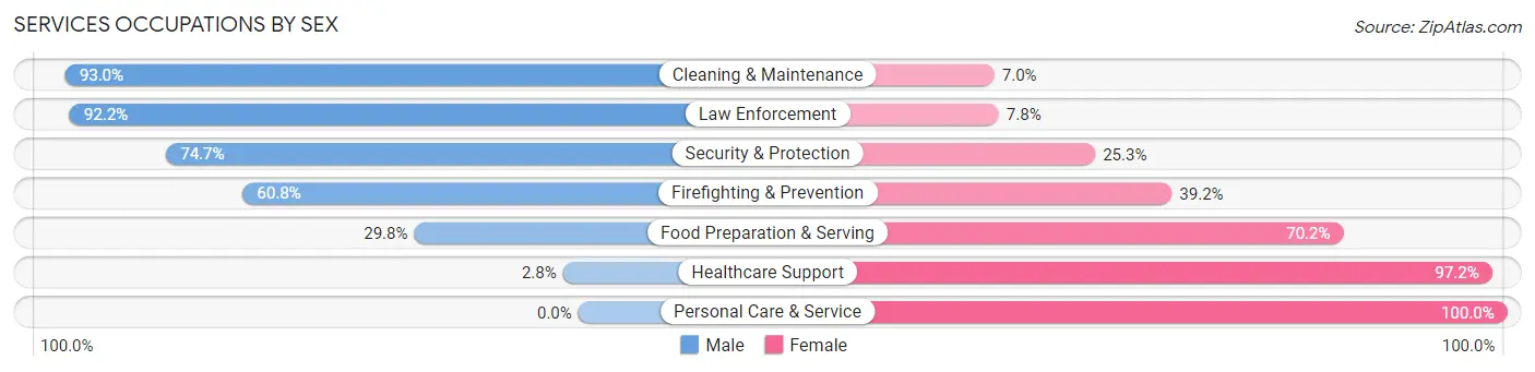 Services Occupations by Sex in Zip Code 13619